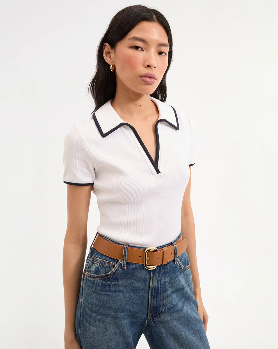 Veronica Beard Kearney Tee With Contrast Piping