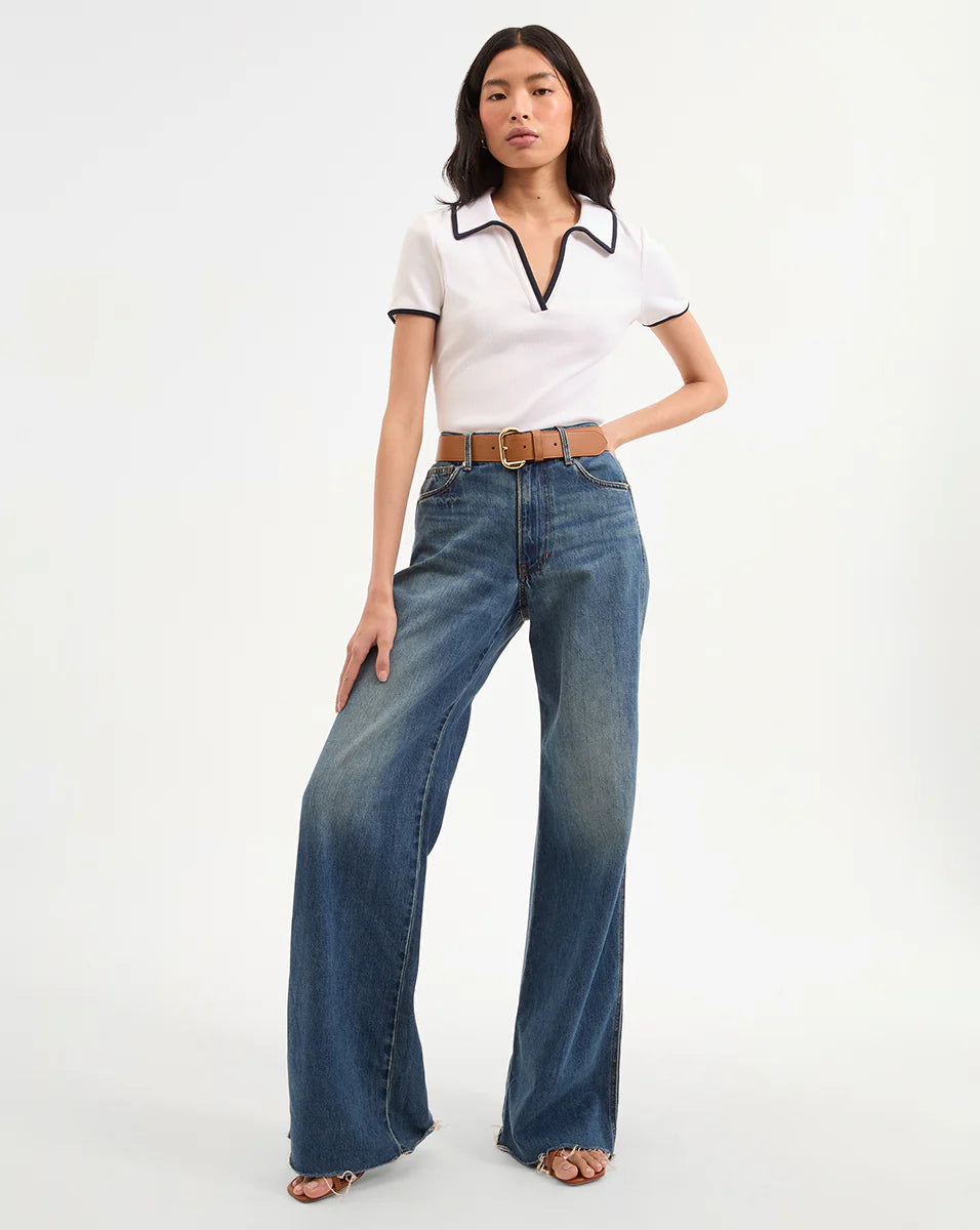 Veronica Beard Kearney Tee With Contrast Piping