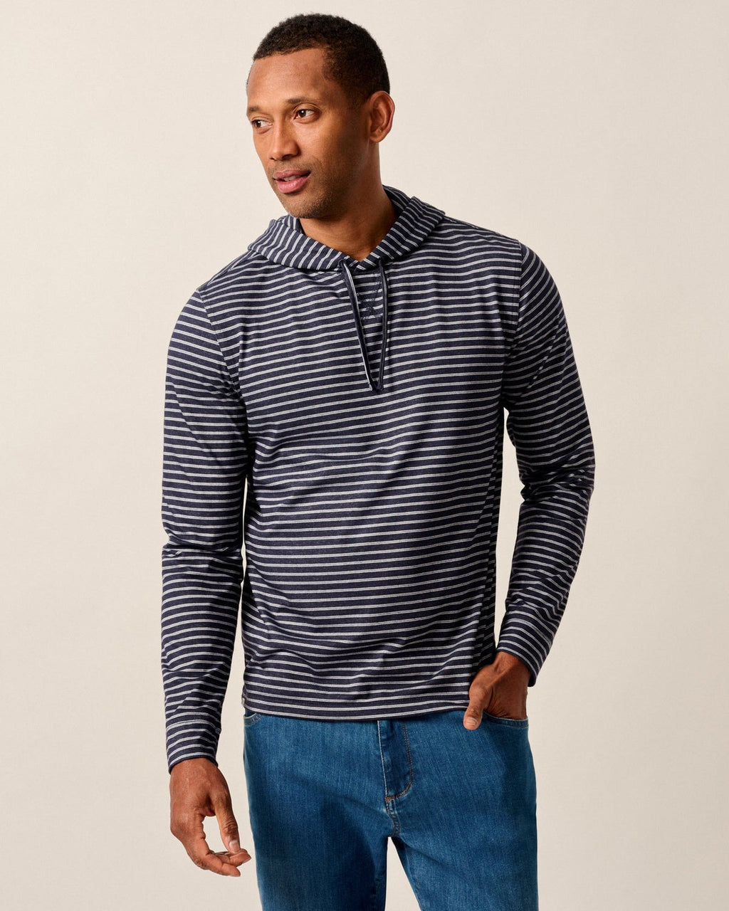 Johnnie-O Wycliff Striped Long-Sleeve T-Shirt Hoodie