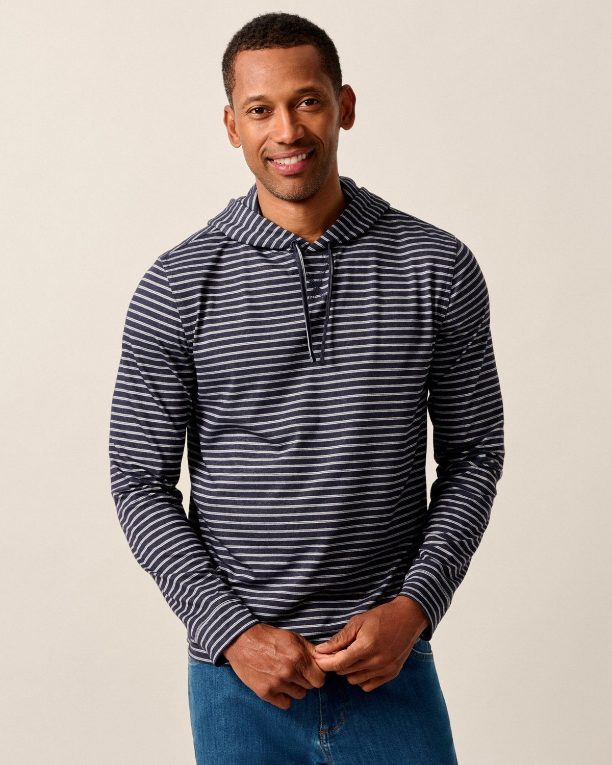 Johnnie-O Wycliff Striped Long-Sleeve T-Shirt Hoodie
