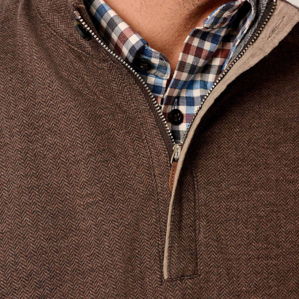 Johnnie-O Rubin Herringbone Cashmere Blend 1/4 Zip Pullover