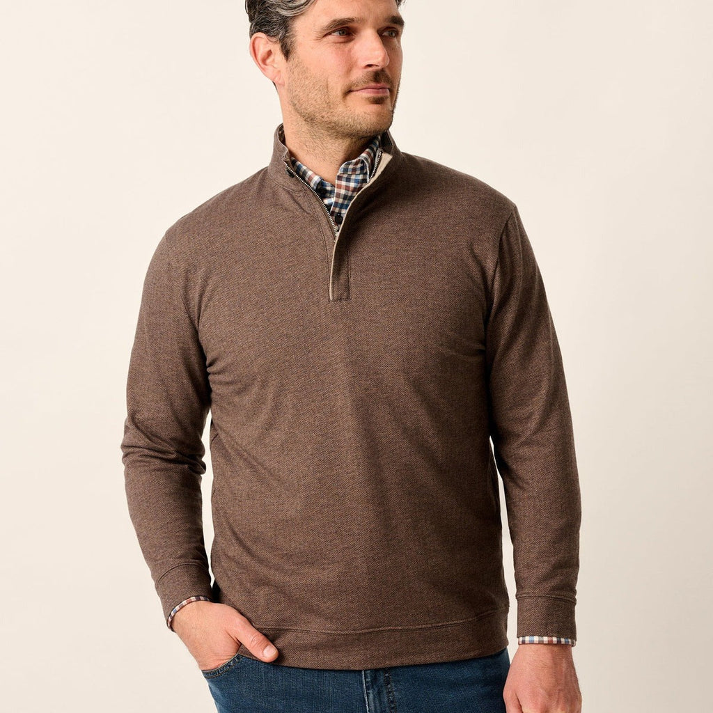 Johnnie-O Rubin Herringbone Cashmere Blend 1/4 Zip Pullover