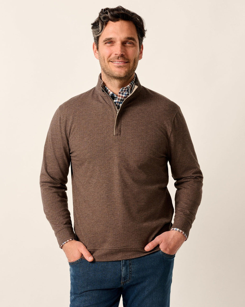 Johnnie-O Rubin Herringbone Cashmere Blend 1/4 Zip Pullover