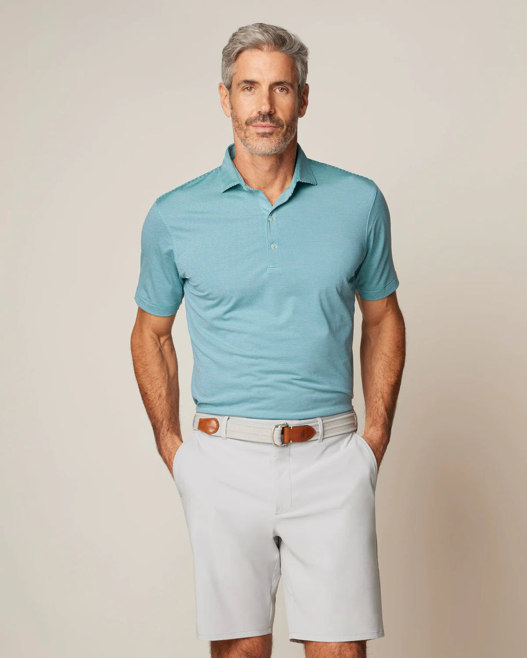 Johnnie-O Lyndonn Striped Jersey Performance Polo