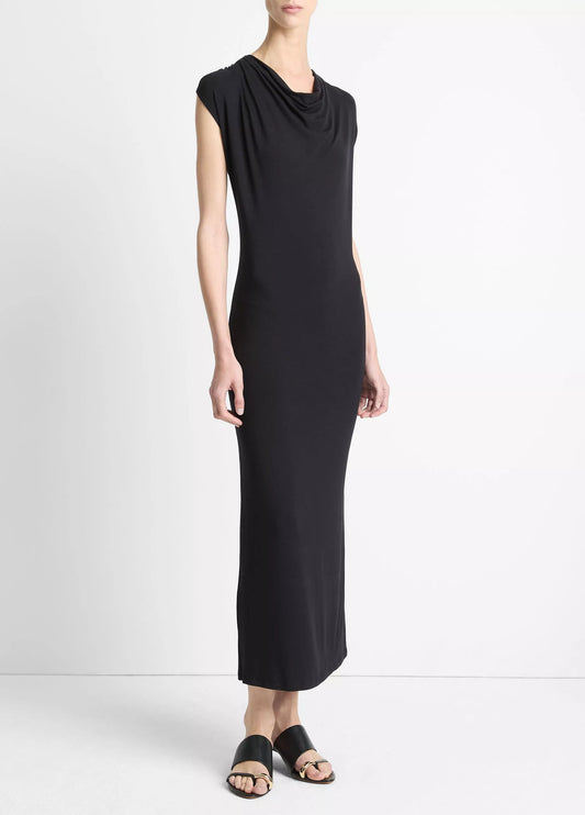 Vince Jersey Draped Cowl-Neck Dress