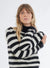 Majestic Filatures Ultra Soft Novelty Stripe Long Sleeve Mock Neck Sweater