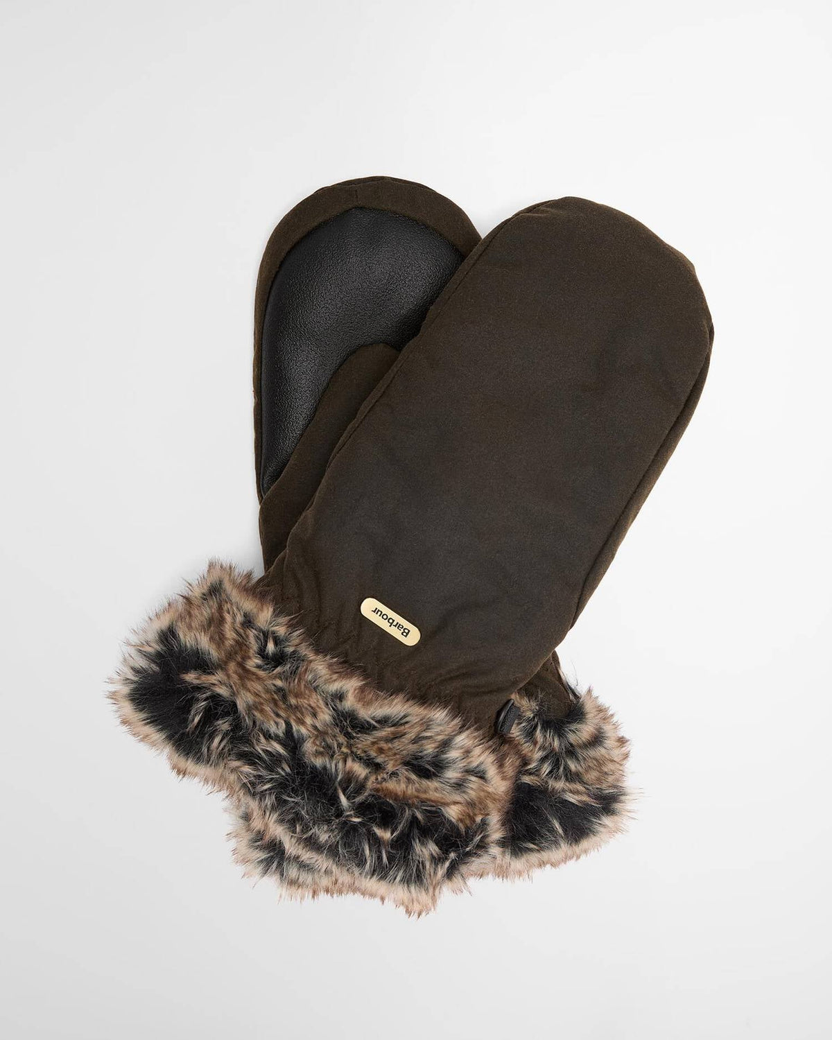 Barbour Waxed Faux-Fur Trim Mittens