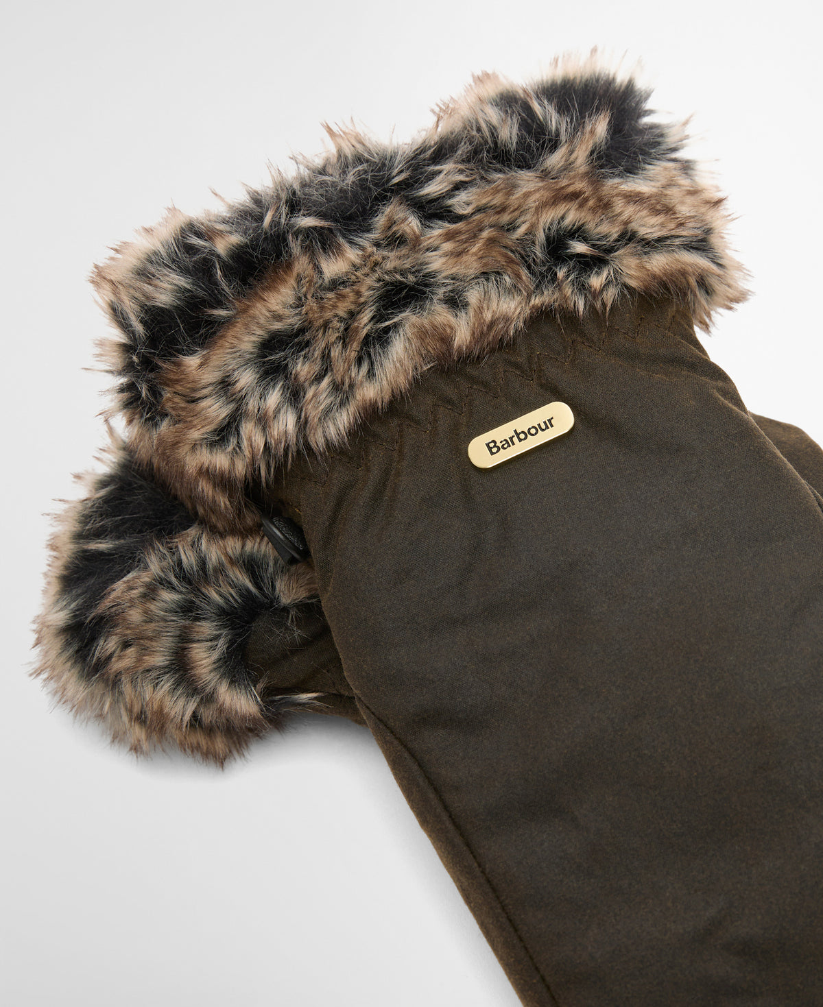 Barbour Waxed Faux-Fur Trim Mittens