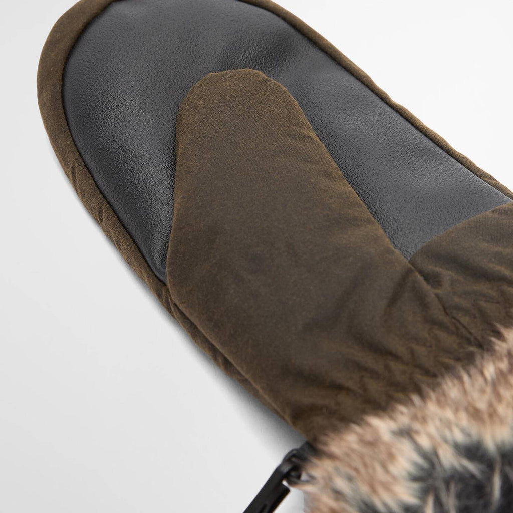Barbour Waxed Faux-Fur Trim Mittens
