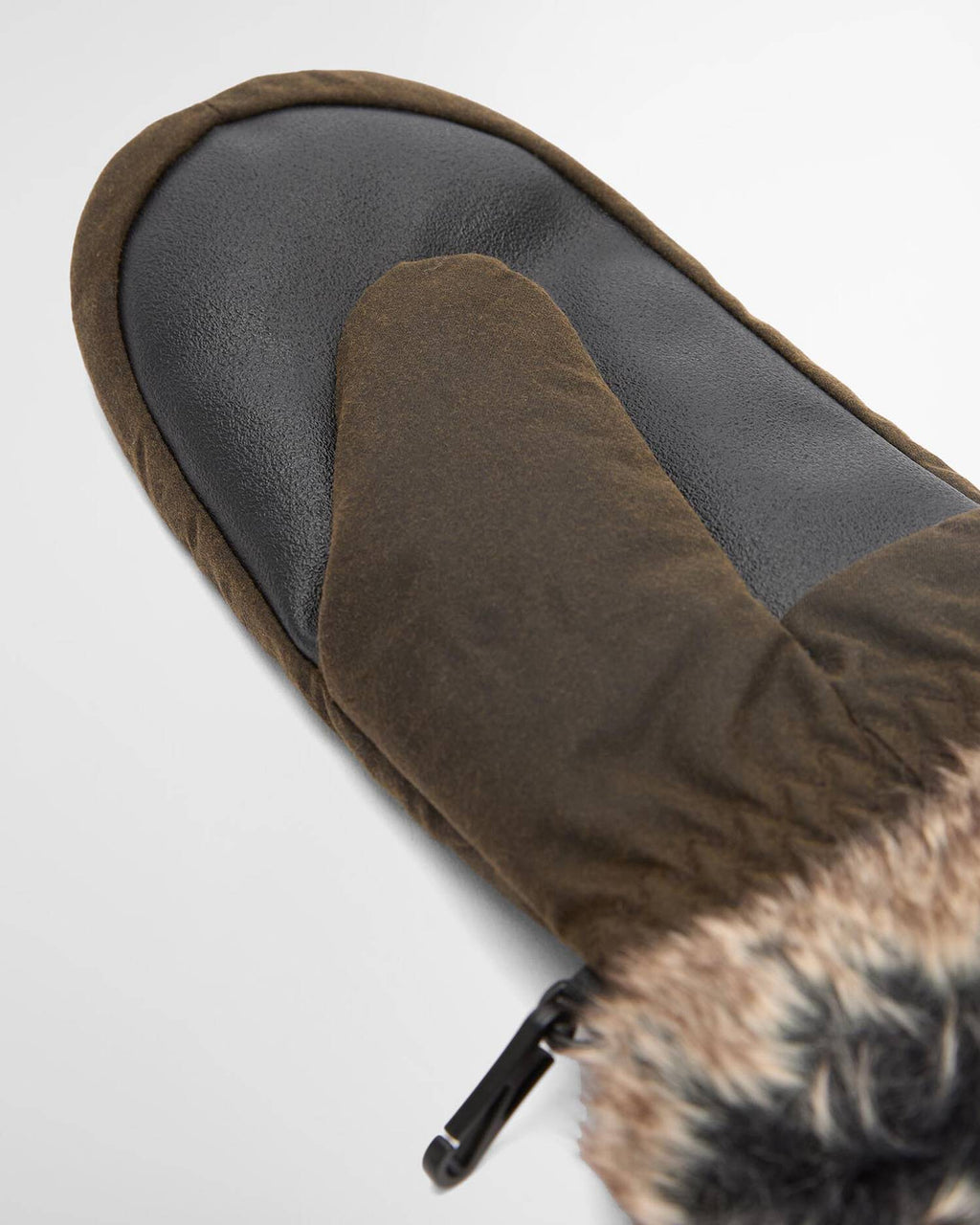 Barbour Waxed Faux-Fur Trim Mittens