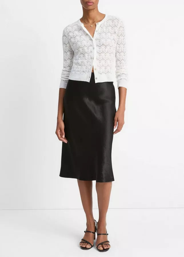 Vince Lace-Stitch Cotton Cardigan