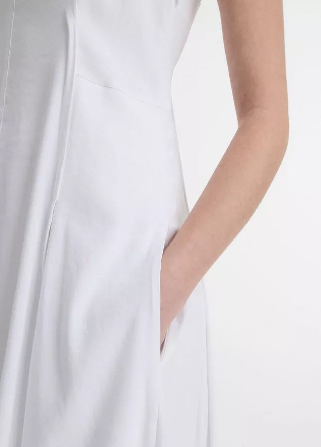 Vince Linen-Blend Square-Neck Dress