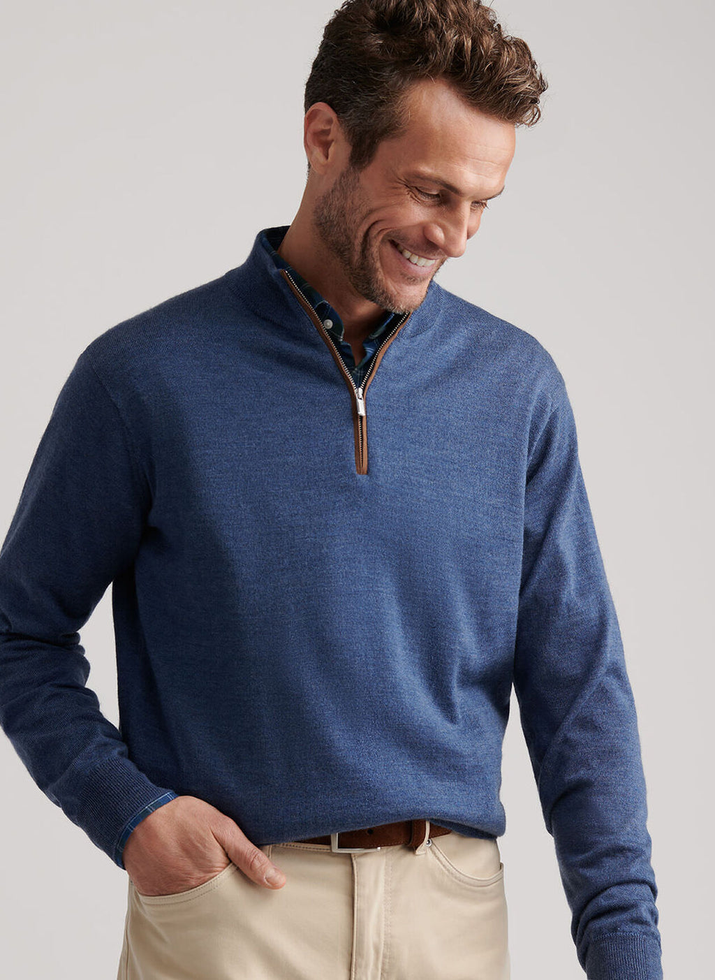 Peter Millar Autumn Crest Suede Trim Quarter-Zip