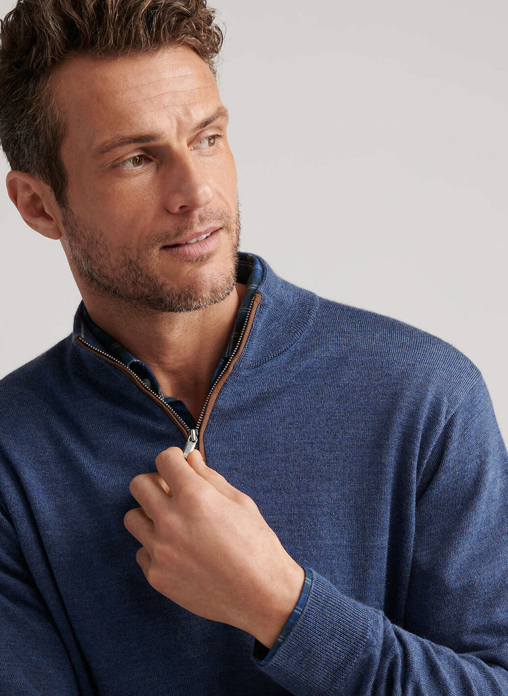 Peter Millar Autumn Crest Suede Trim Quarter-Zip