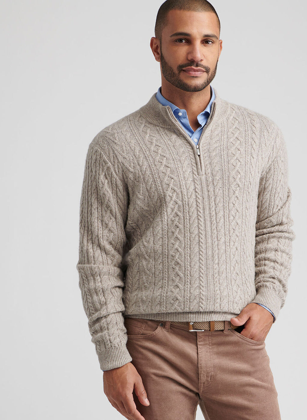 Peter Millar Crescent Ridge Cable Quarter-Zip Sweater
