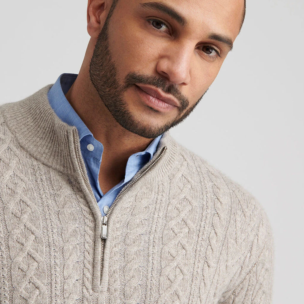 Peter Millar Crescent Ridge Cable Quarter-Zip Sweater