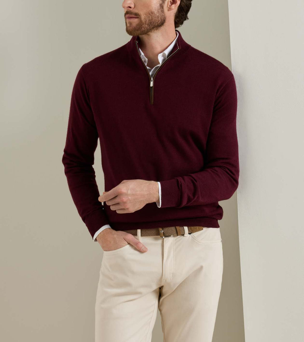 Peter Millar Autumn Crest Suede Trim Quarter-Zip