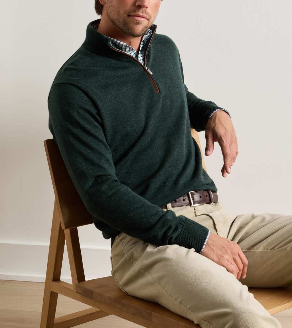 Peter Millar Autumn Crest Suede Trim Quarter-Zip