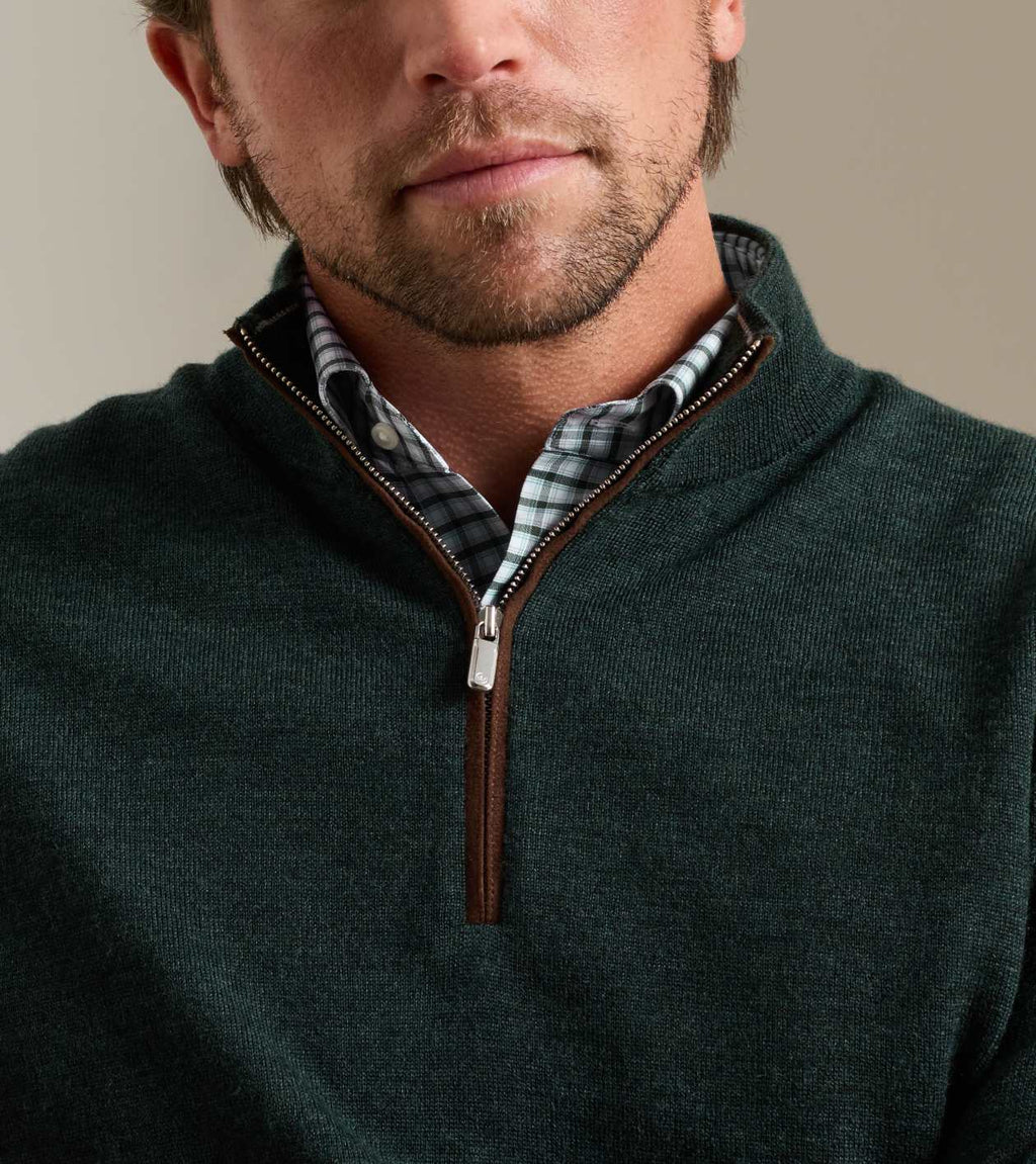 Peter Millar Autumn Crest Suede Trim Quarter-Zip