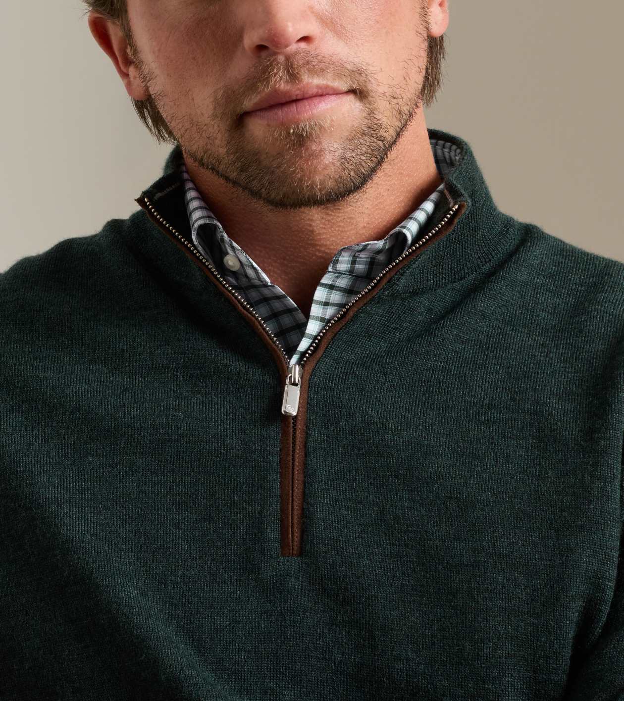 Peter Millar Autumn Crest Suede Trim Quarter-Zip