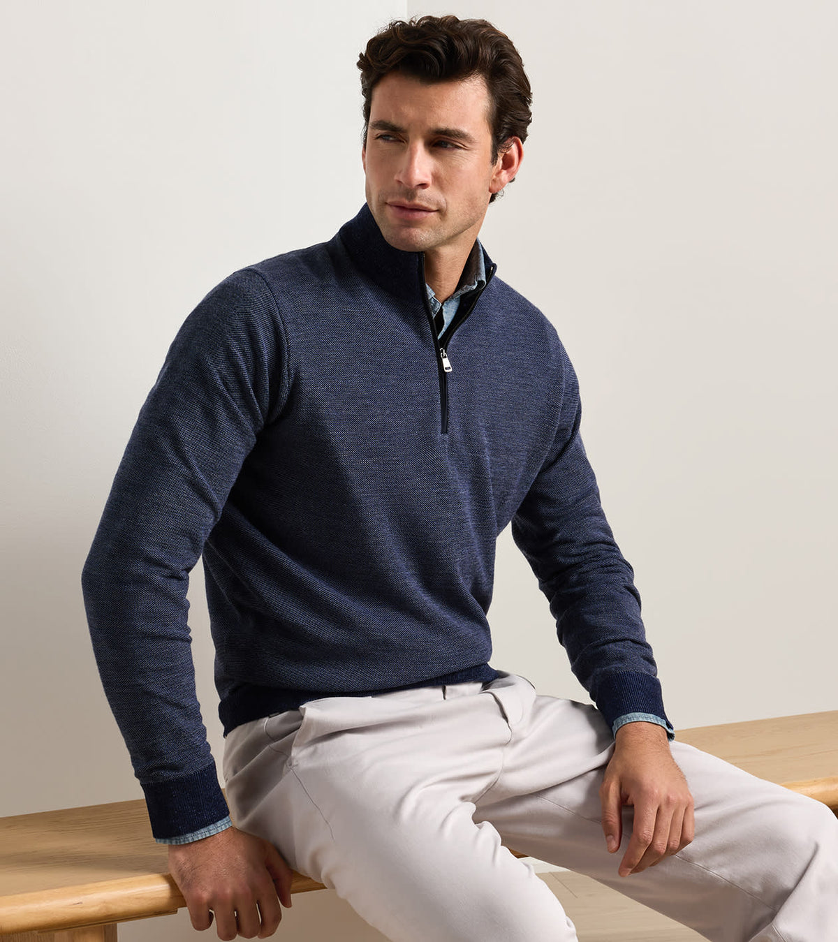 Peter Millar Blair Birdseye Quarter-Zip Sweater