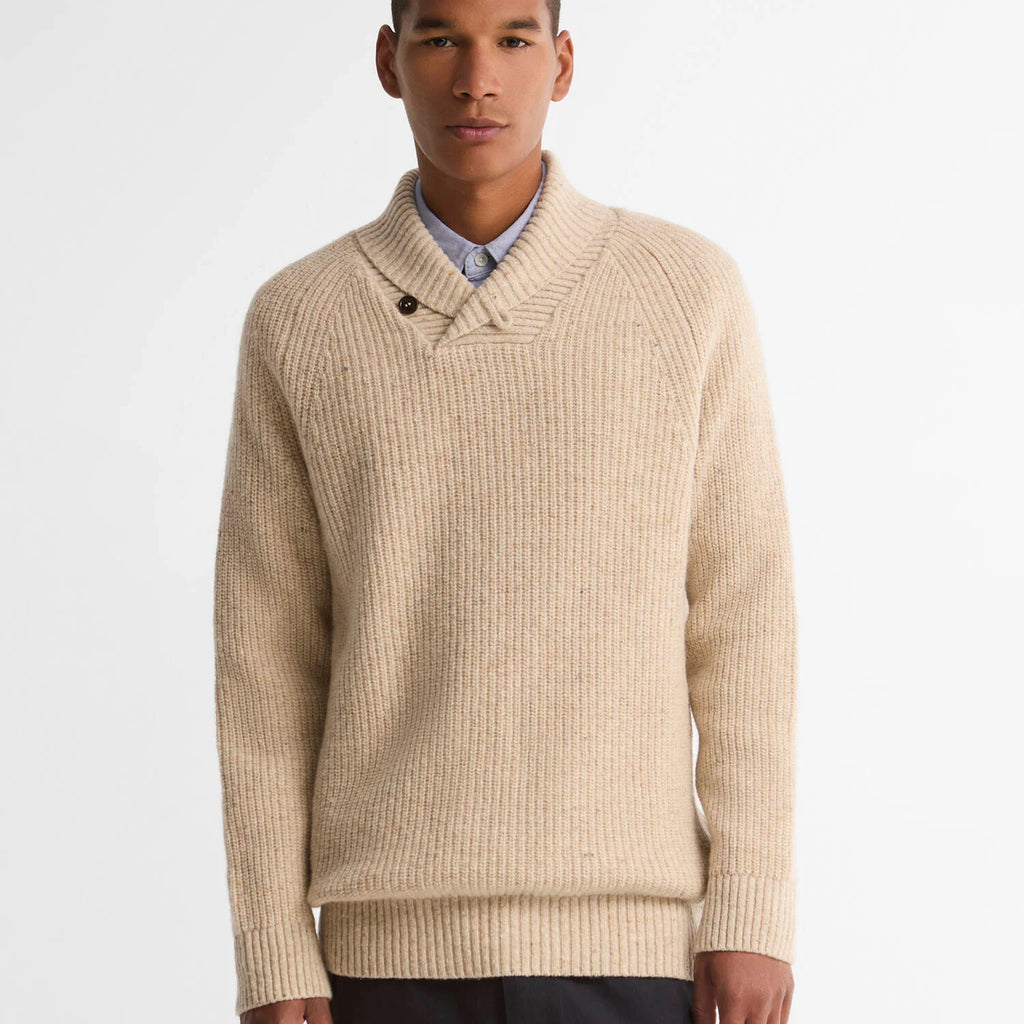 Barbour Essentials Fleck Wool Shawl Neck Jumper