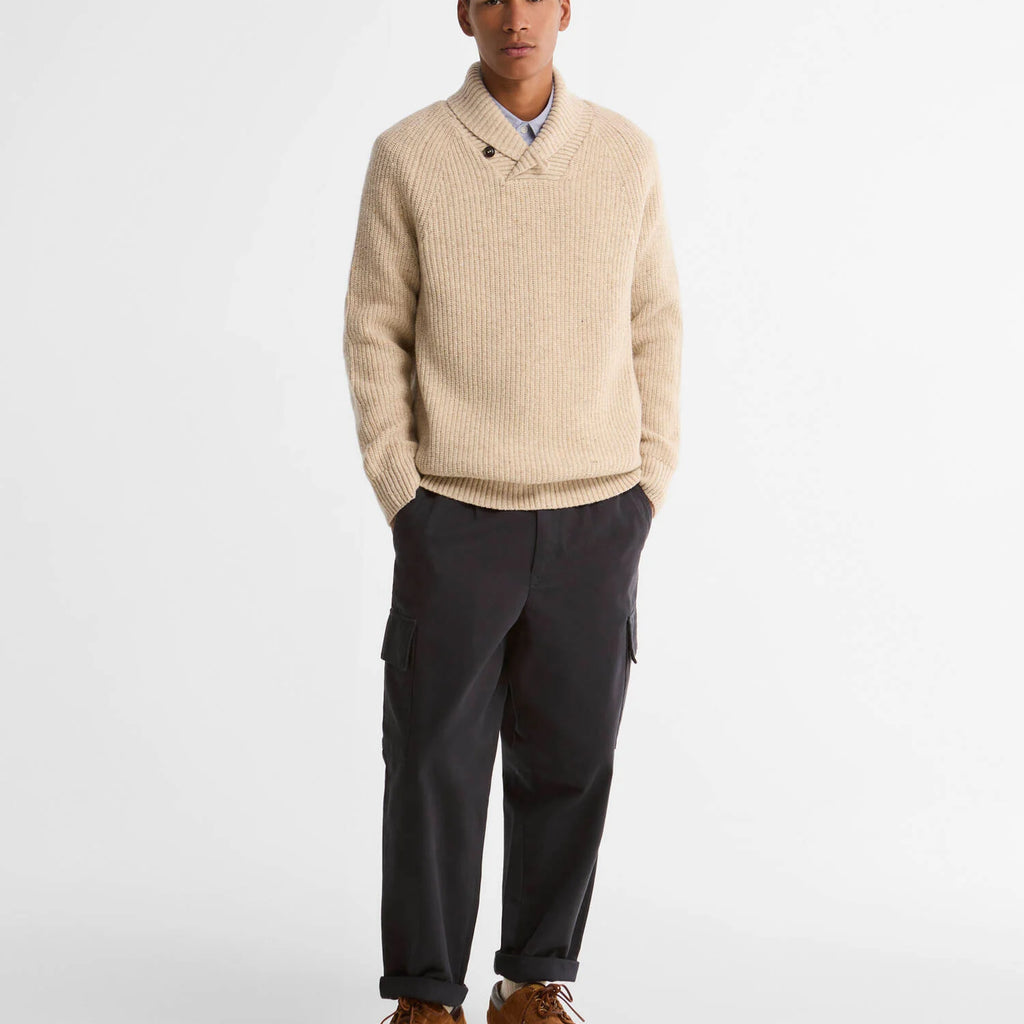 Barbour Essentials Fleck Wool Shawl Neck Jumper