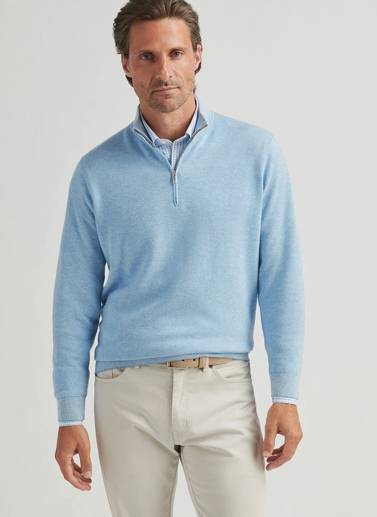 Peter Millar Coolspun Birdseye Quarter-Zip Sweater