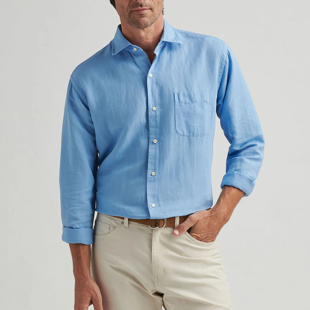 Peter Millar Canal Linen Cotton Sport Shirt