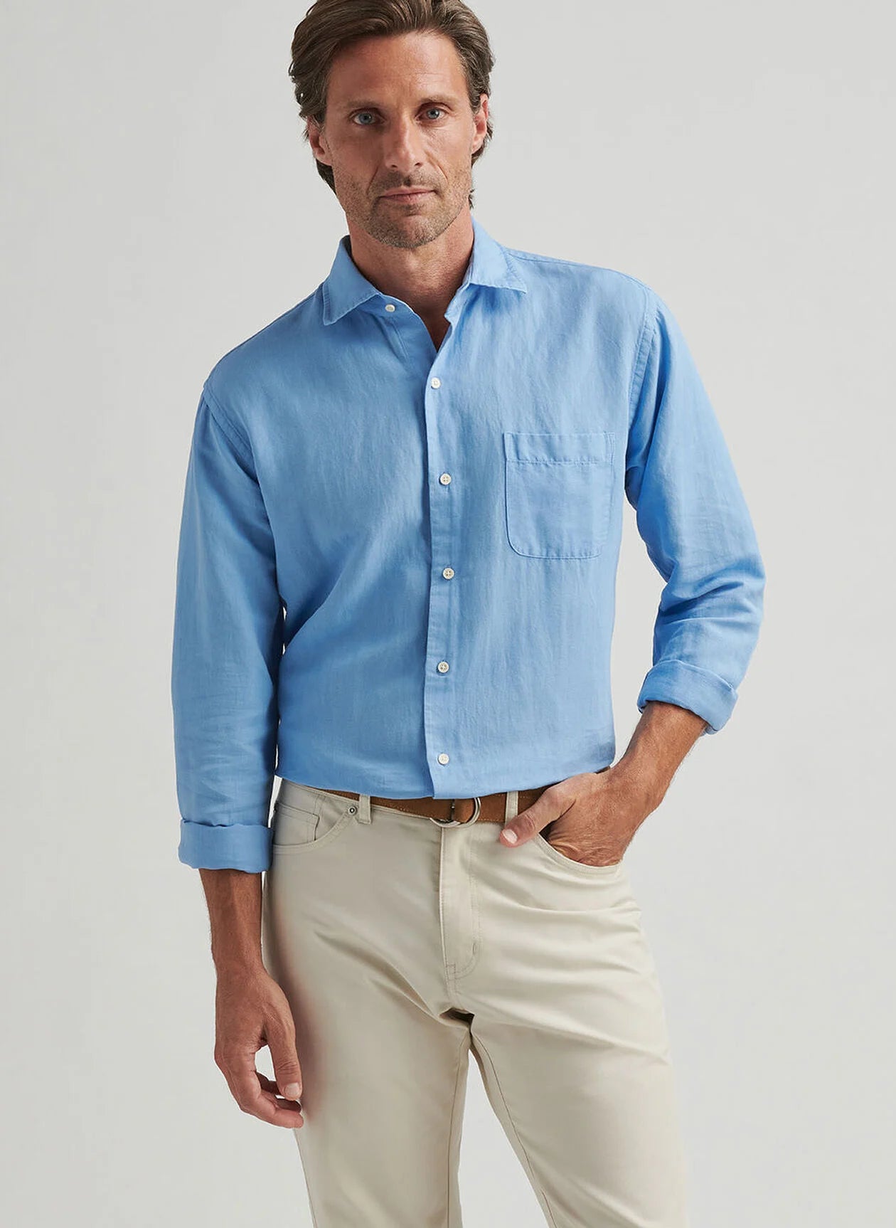 Peter Millar Canal Linen Cotton Sport Shirt