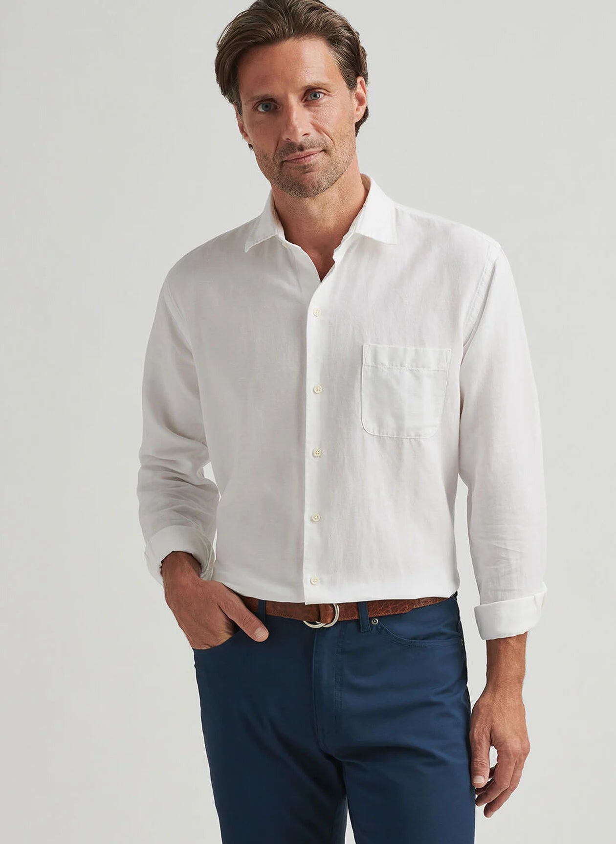 Peter Millar Canal Linen Cotton Sport Shirt