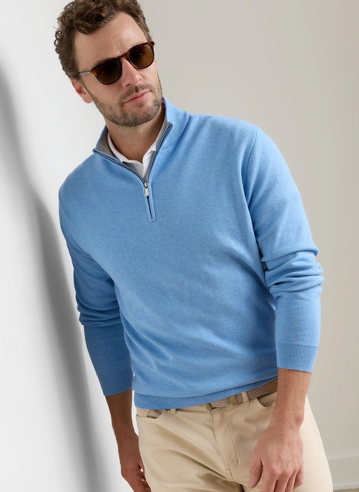 【J31256】PETER MAN / BLAPPANESE Peter Millar Big & Tall Coolspun Lite Cotton Quarter-Zip Sweater