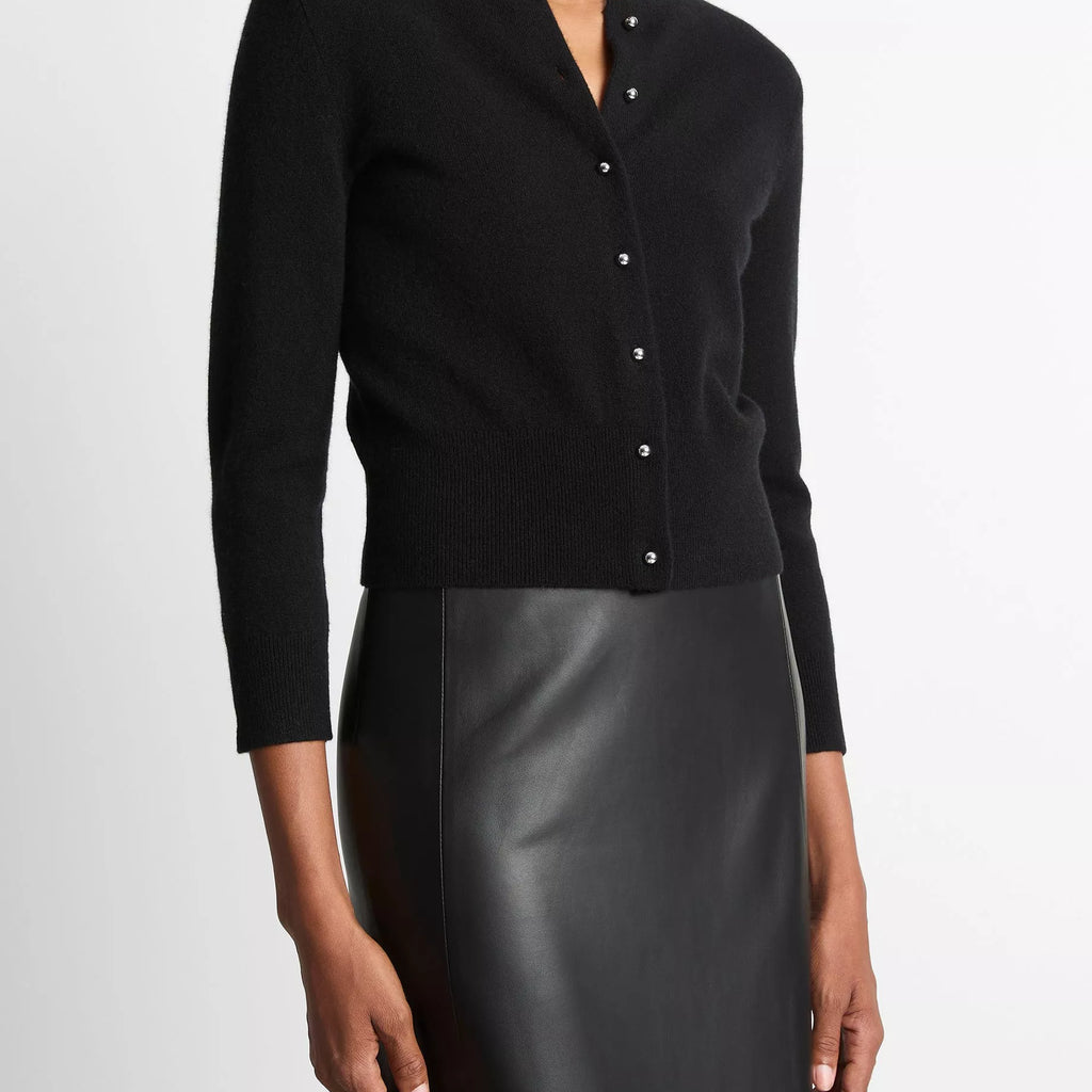 Vince Metal-Button Wool & Cashmere-Blend Cardigan