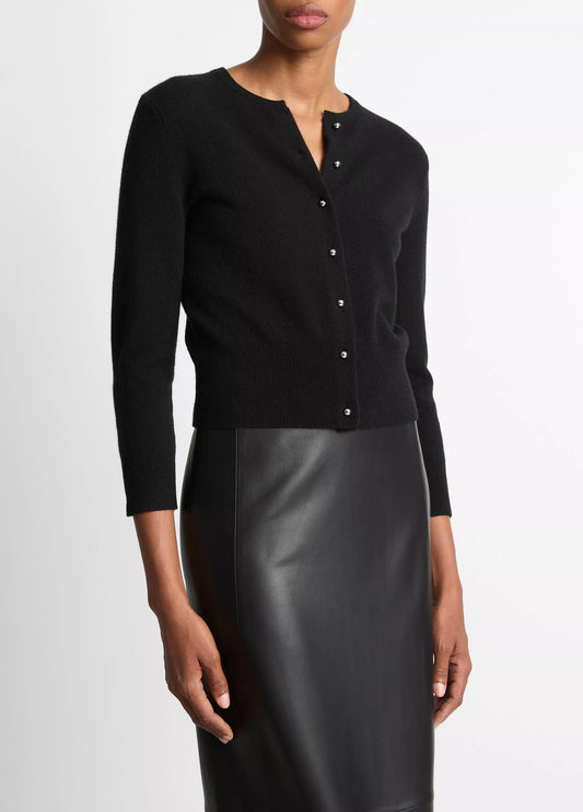 Vince Metal-Button Wool & Cashmere-Blend Cardigan