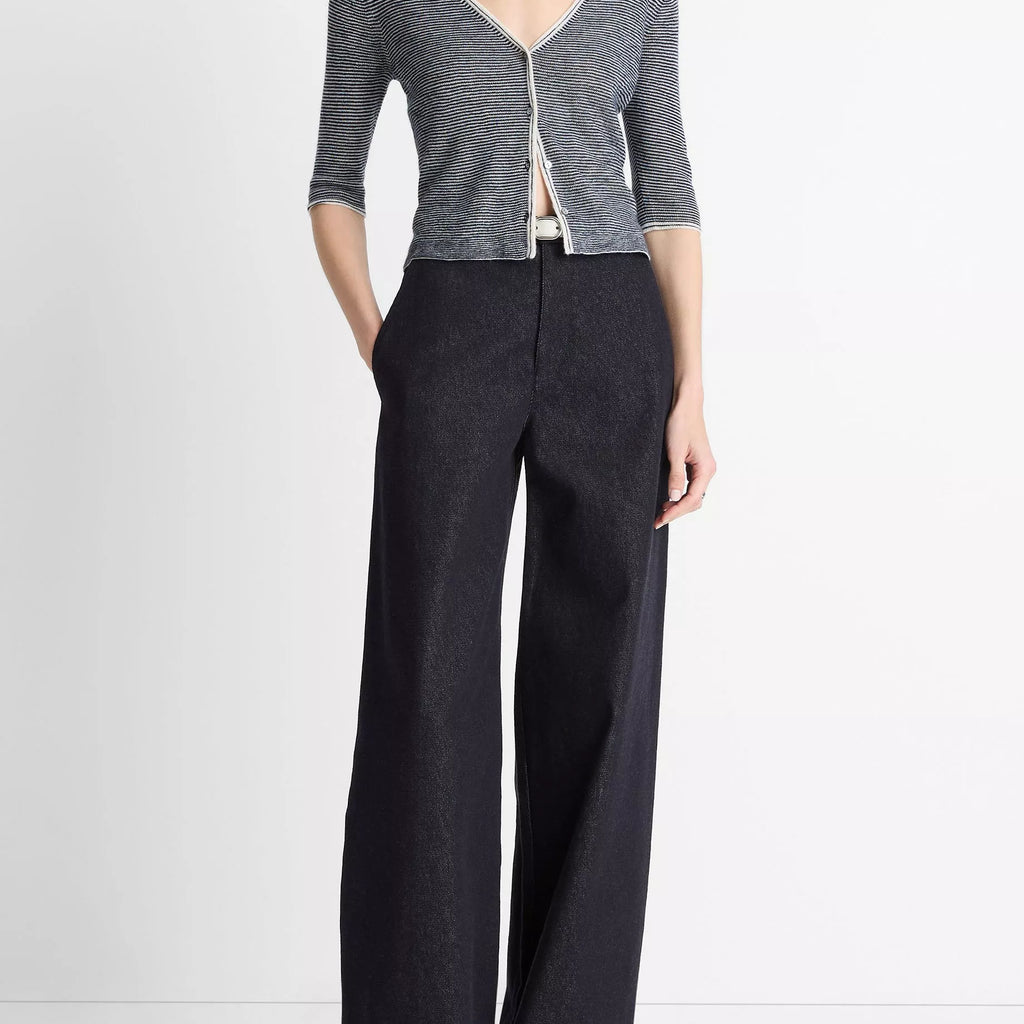 Vince Micro-Stripe Cashmere-Silk Cardigan