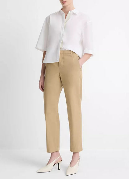 Vince Mid-Rise Italian Stretch-Cotton Chino Pant