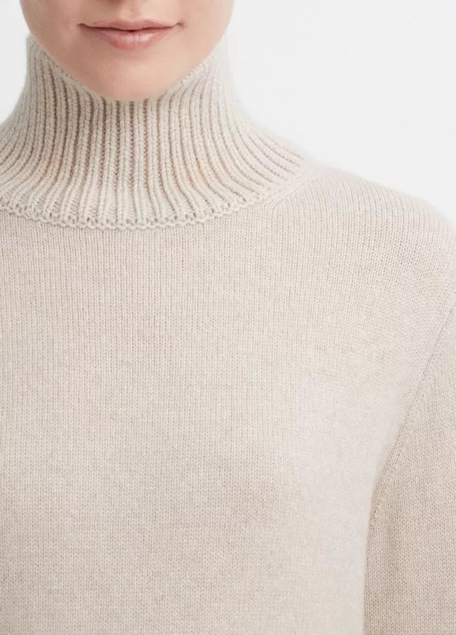 Vince Mixed-Gauge Wool-Cashmere Turtleneck Tunic Sweater