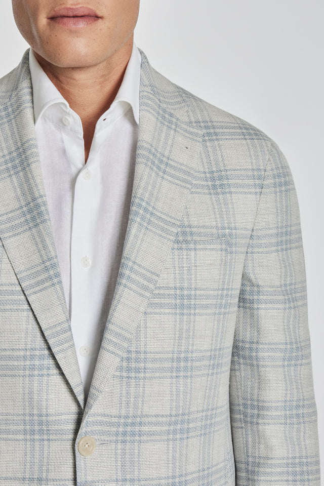 Jack Victor Hampton Plaid Wool, Linen, Cotton and Silk Stretch Blazer