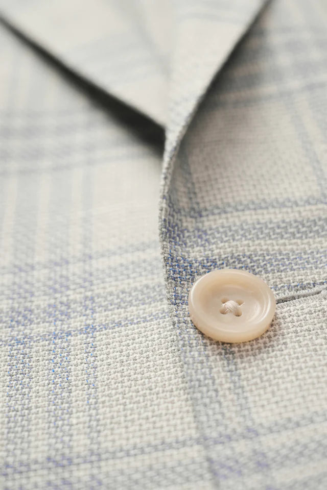 Jack Victor Hampton Plaid Wool, Linen, Cotton and Silk Stretch Blazer