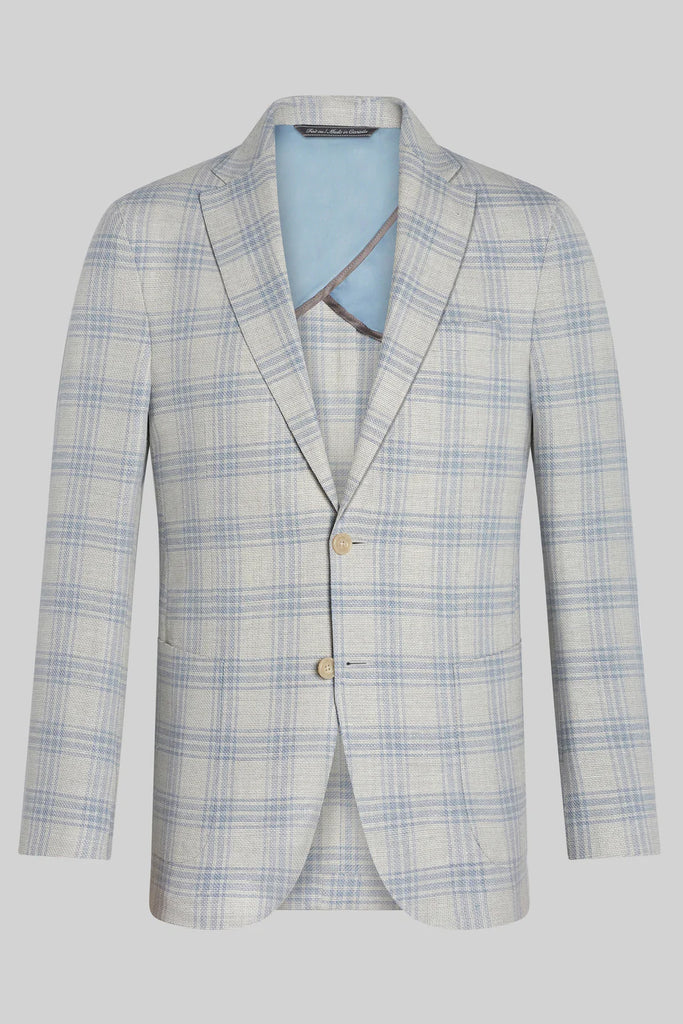 Jack Victor Hampton Plaid Wool, Linen, Cotton and Silk Stretch Blazer
