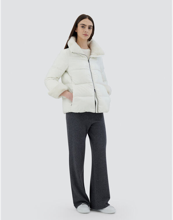 Herno Quilt Zip Jacket With Faux Fur