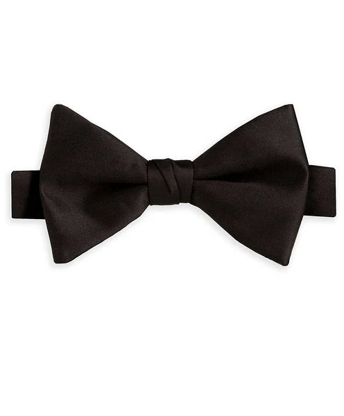 David Donahue Black Satin Pre-tied Bow Tie