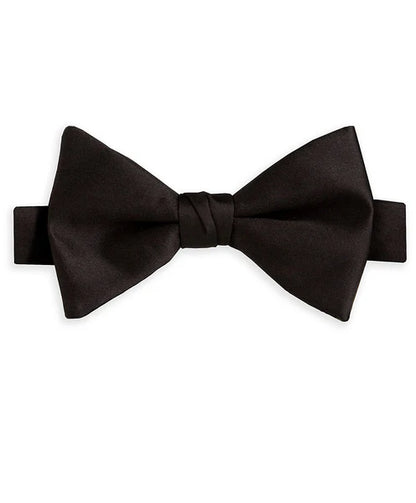 David Donahue Black Satin Pre-tied Bow Tie