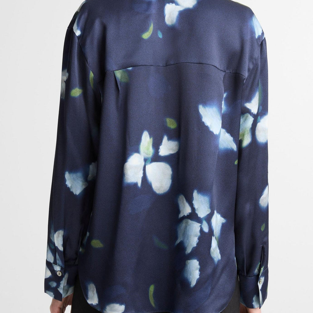 Vince Petal Blur Silk Relaxed Button-Front Shirt