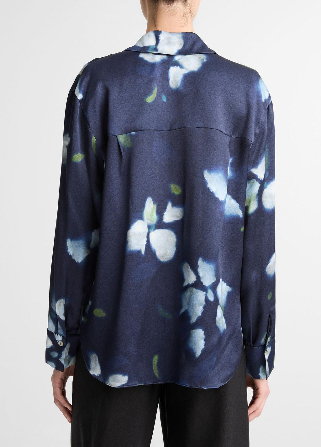 Vince Petal Blur Silk Relaxed Button-Front Shirt