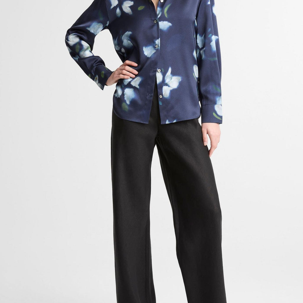 Vince Petal Blur Silk Relaxed Button-Front Shirt