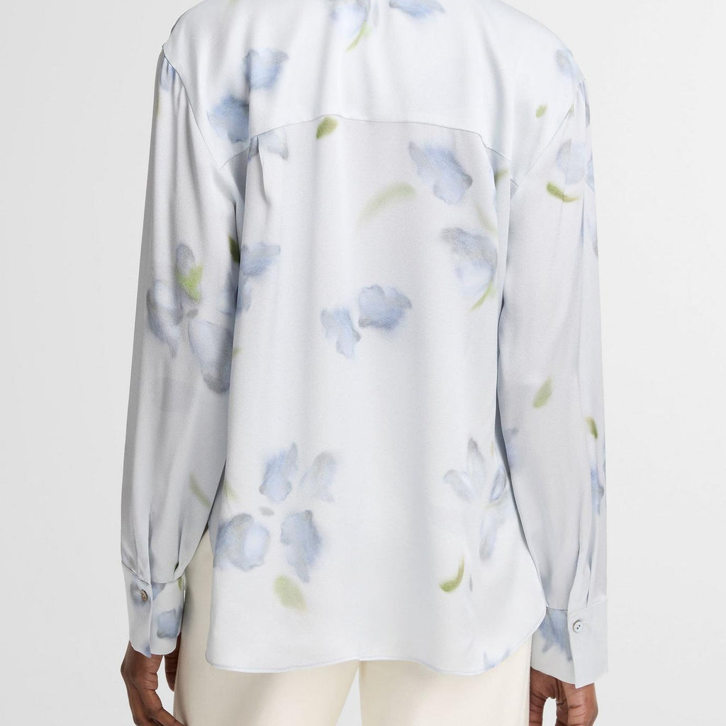Vince Petal Blur Silk Relaxed Button-Front Shirt