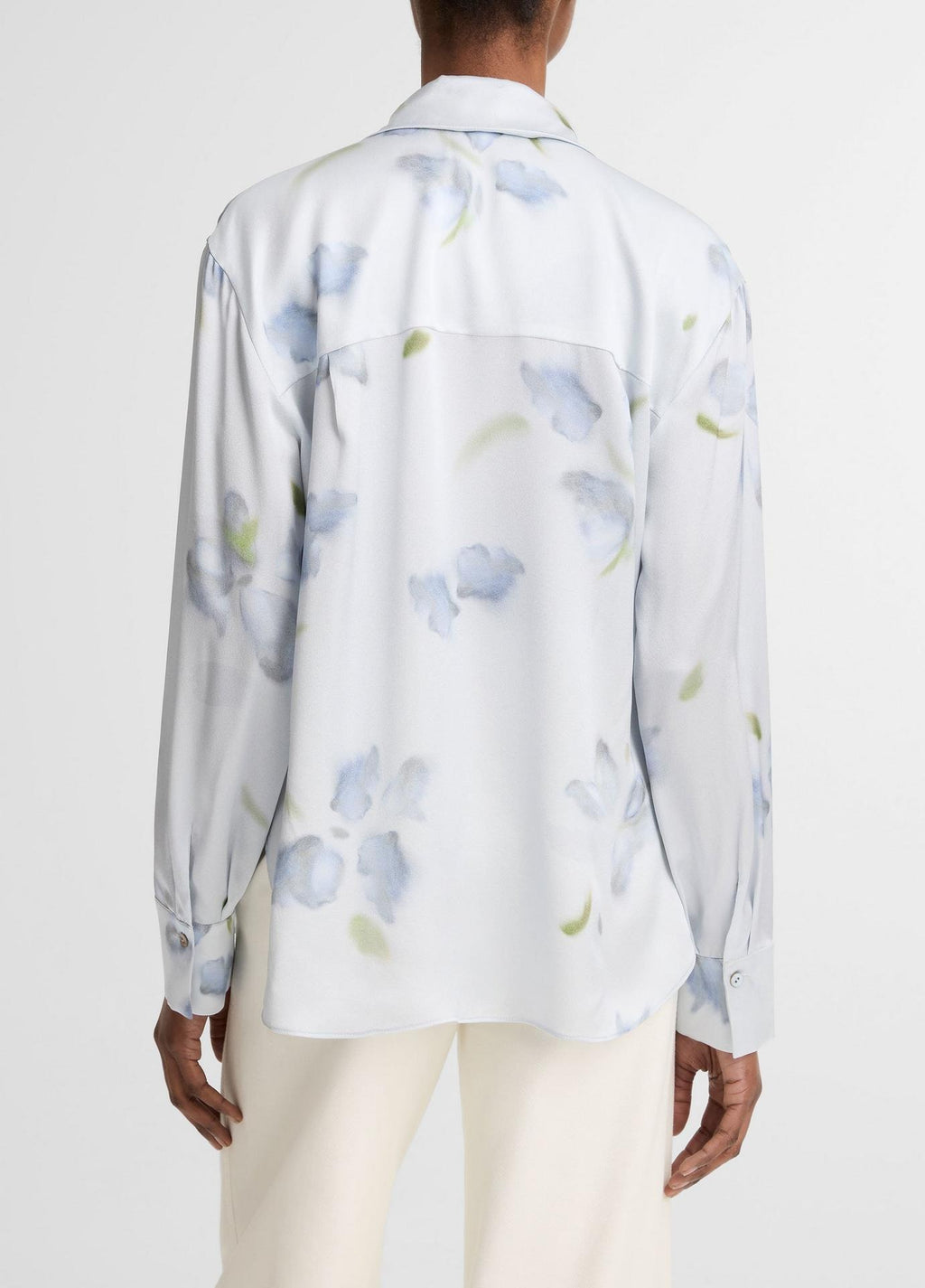 Vince Petal Blur Silk Relaxed Button-Front Shirt