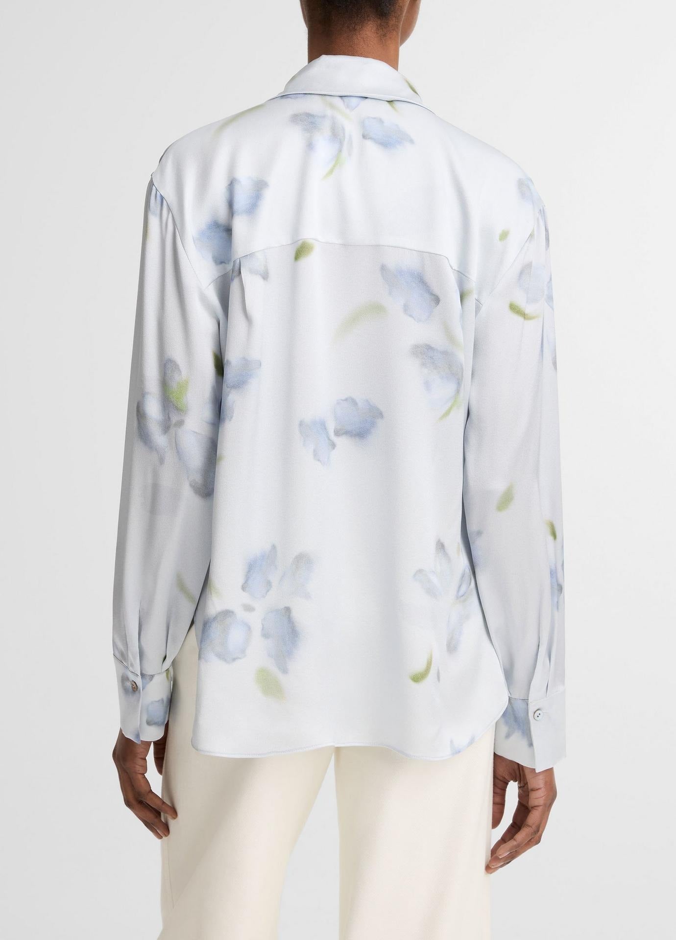 Vince Petal Blur Silk Relaxed Button-Front Shirt