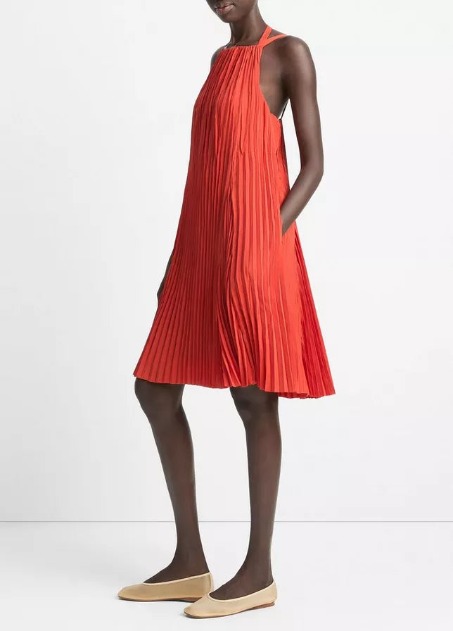 Vince Pintuck Pleated A-Line Dress
